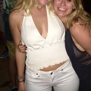 Free People White Halter Top